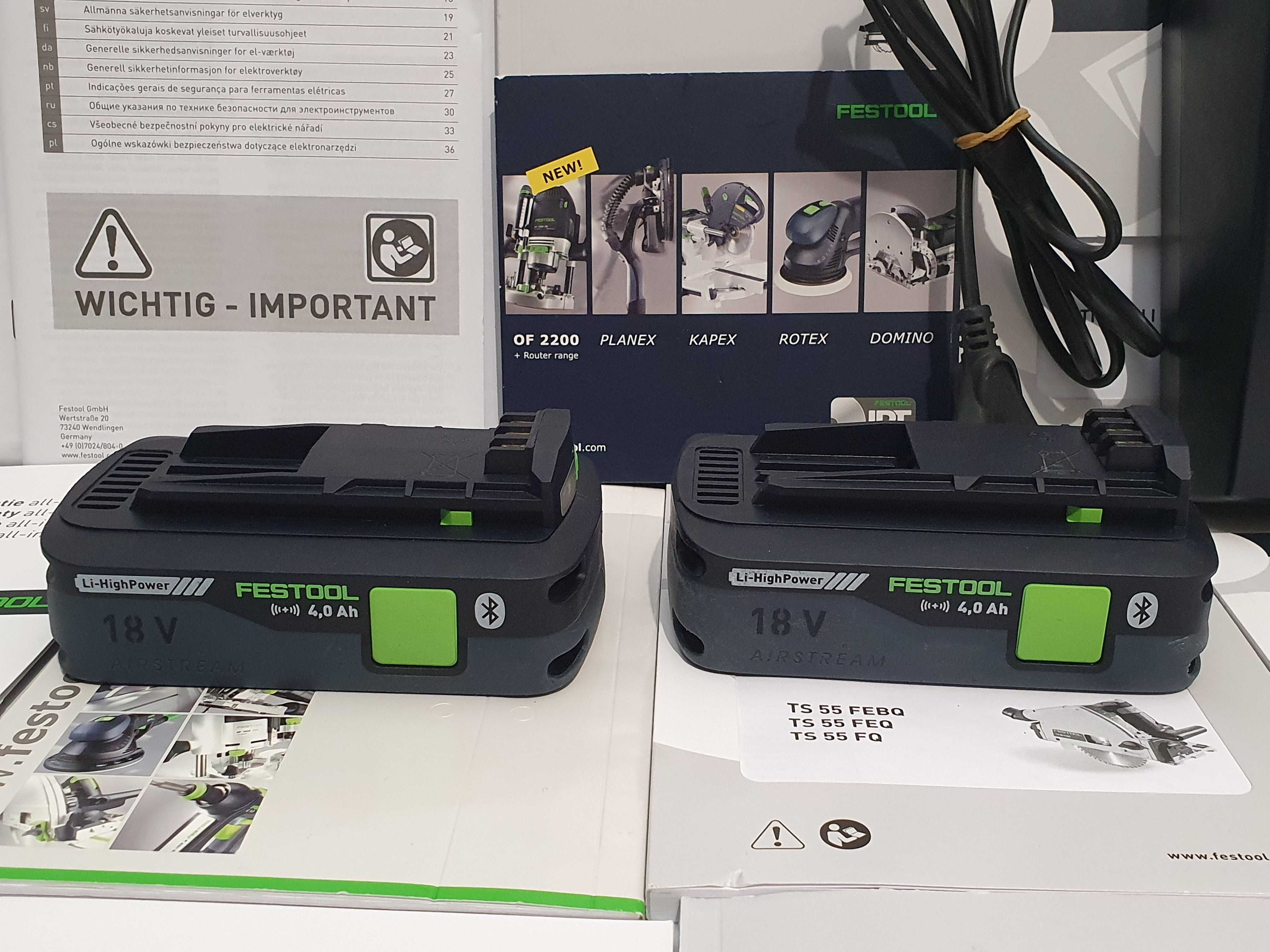 Zestaw startowy FESTOOL TCL 6 +2 szt akumulator 18v 4ah Bluetooth nowe