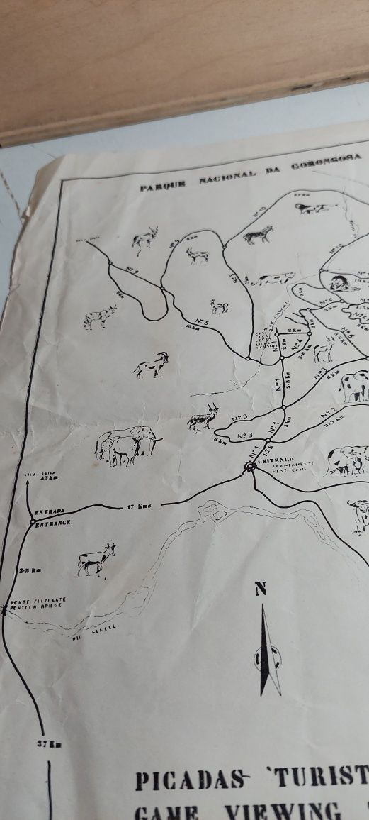 Parque Nacional da Gorongosa, Moçambique | Mapa 1967 RARO