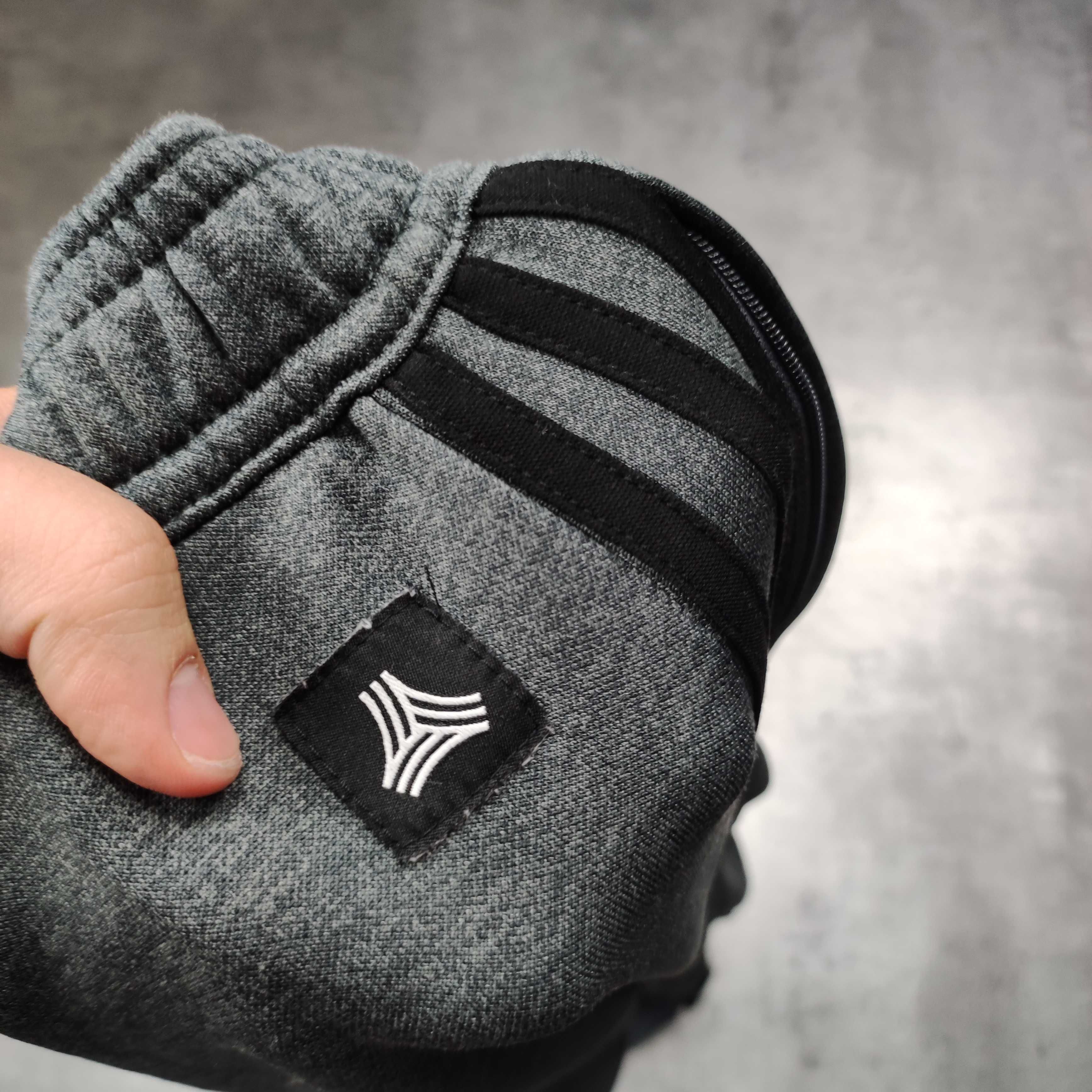 MĘSKIE Dresy Sportowe Szare Śliskie Bieg Trening Siłownia Adidas Logo
