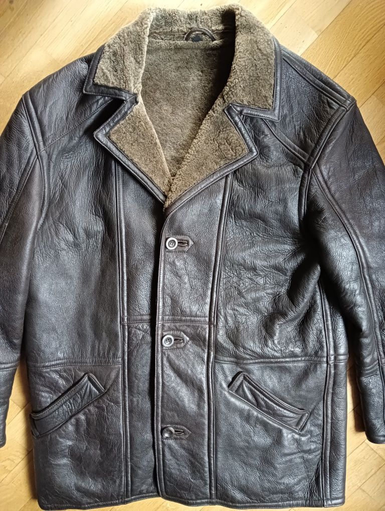 Super kurtka skórzana L/XL kożuch skóra owcza j. ochnik wełna 50/52