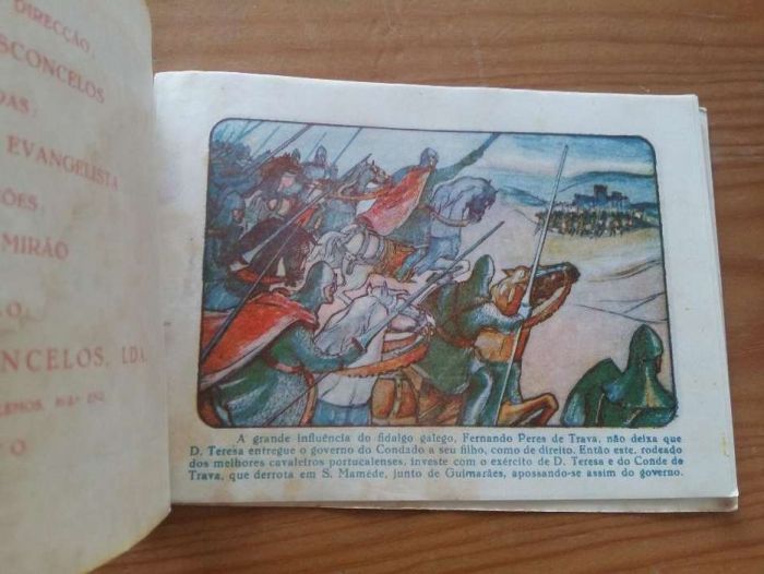 Livro de colecção antigo em banda desenhada sobre formação de Portugal