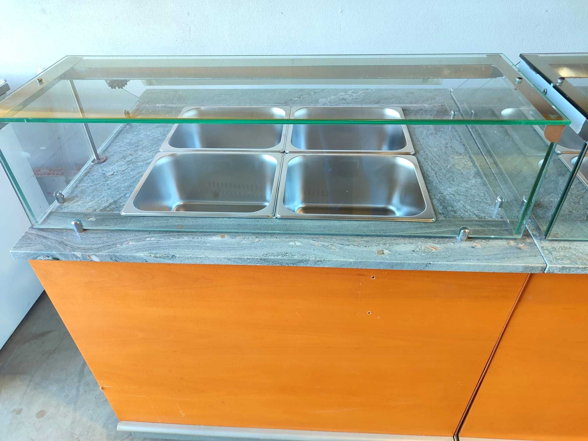 Conjunto banho maria + vitrine refrigerada - USADA