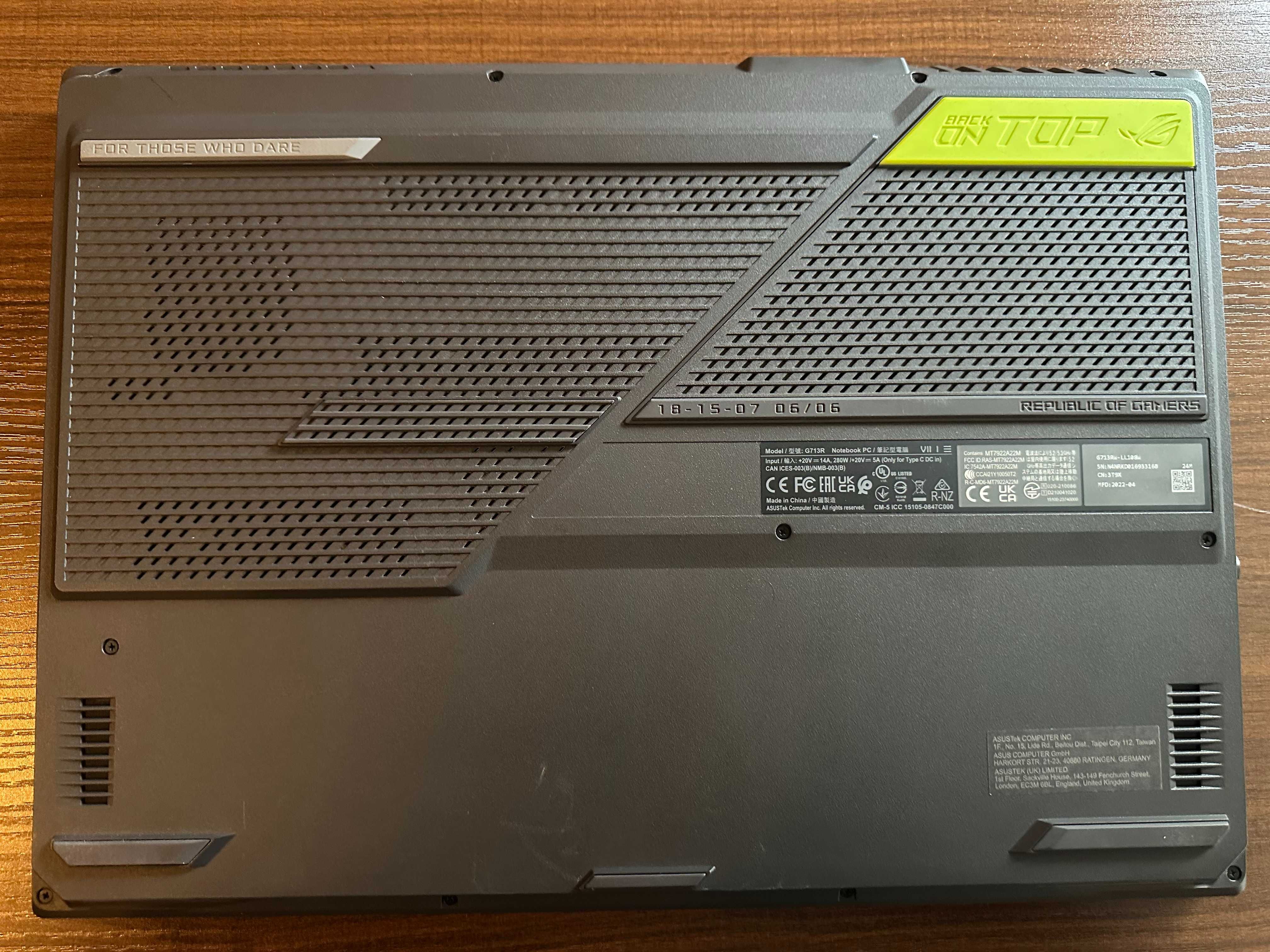 Laptop Asus ROG Strix G713RW RTX3070Ti, Ryzen 7 6800H, DDR 5, IPS