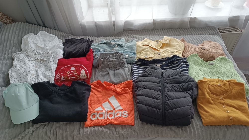 Megapaka ubrań damskich bluzy spodnie h&m adidas 36