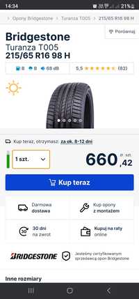 Nowe Opony LATO Bridgestone Turanza 215/65R16 Michelin 215/55R18