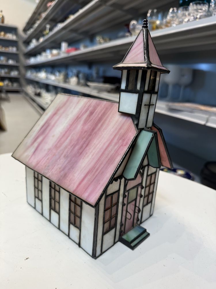 Retro Lampka witrażowa na świeczkę szklana typ Tiffany 12