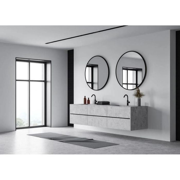 Lustro Okrągłe Wiszące Ścienne Loft Loftowe Czarna Rama 50 cm