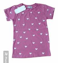 Bluzka t-shirt dla dziewczynki w serduszka 122/128