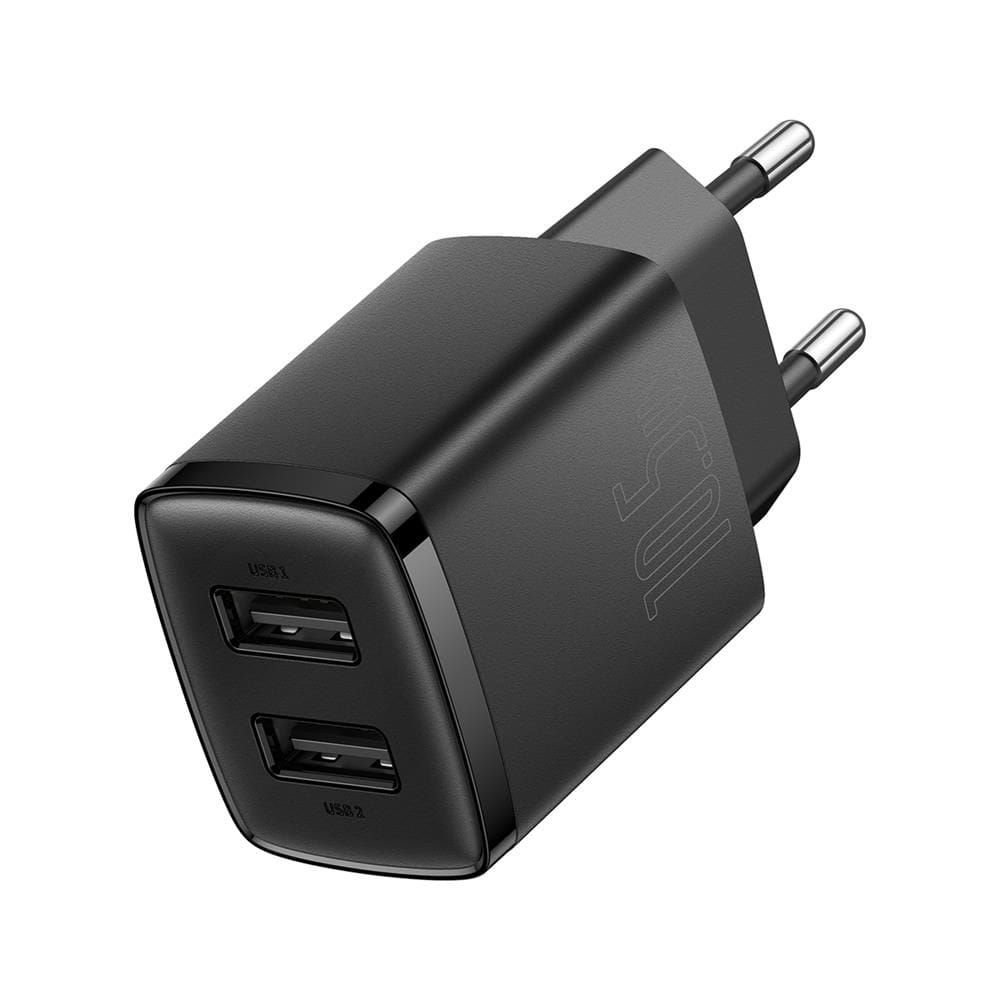 Baseus Compact Szybka Ładowarka Sieciowa 2xUSB Czarna 10,5W Sklep Wawa
