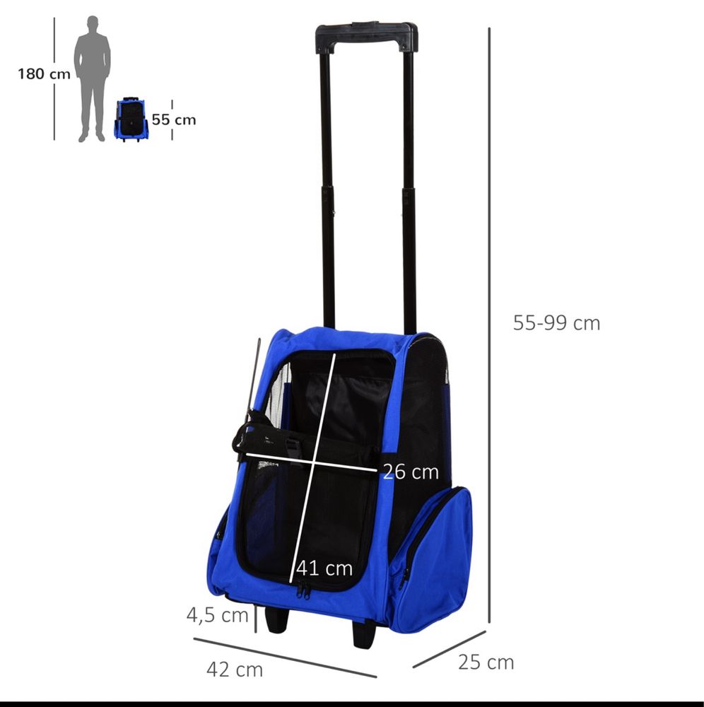 Plecak transporter dla psa/kota na kółkach