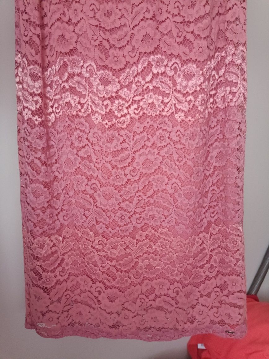 Mohito M 38 różowa sukienka koronkowa krótki rękaw