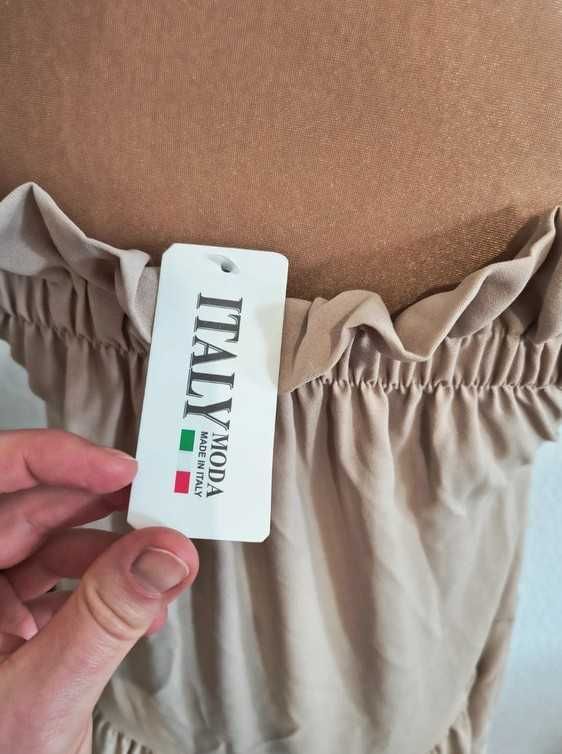 Nowa beżowa sukienka hiszpanka babydoll rozszerzana luźna boho 38 M