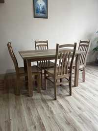 Stół drewniany krzesła drewniane zestaw komplet jadalniany