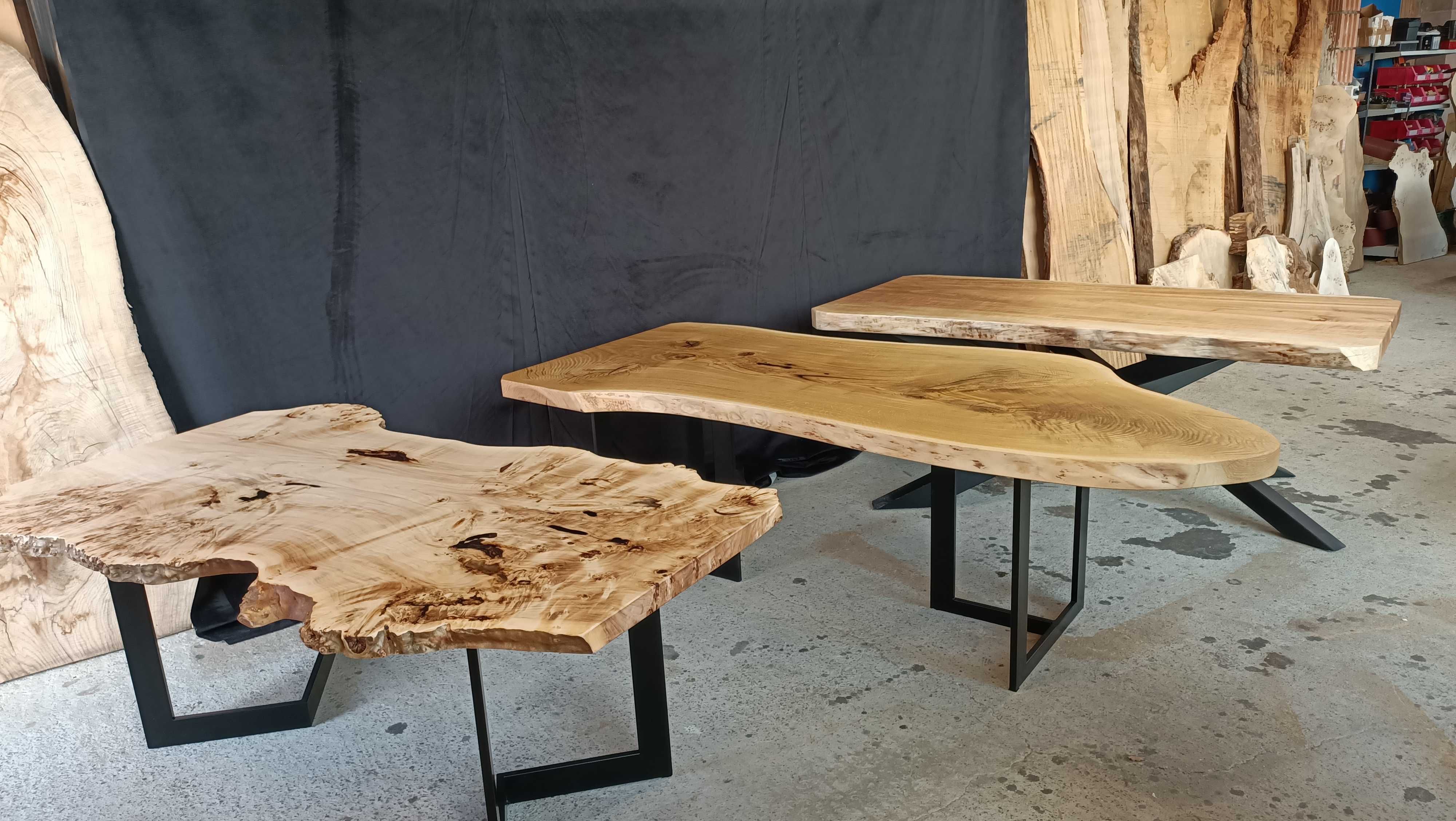 Stół z czeczoty loft design gotowy nie dębowy blat live edge Dostępny