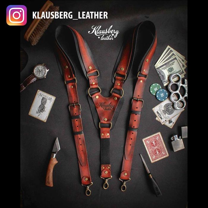 Кожаные подтяжки ручной работы KLAUSBERG Leather кожаные портупеи