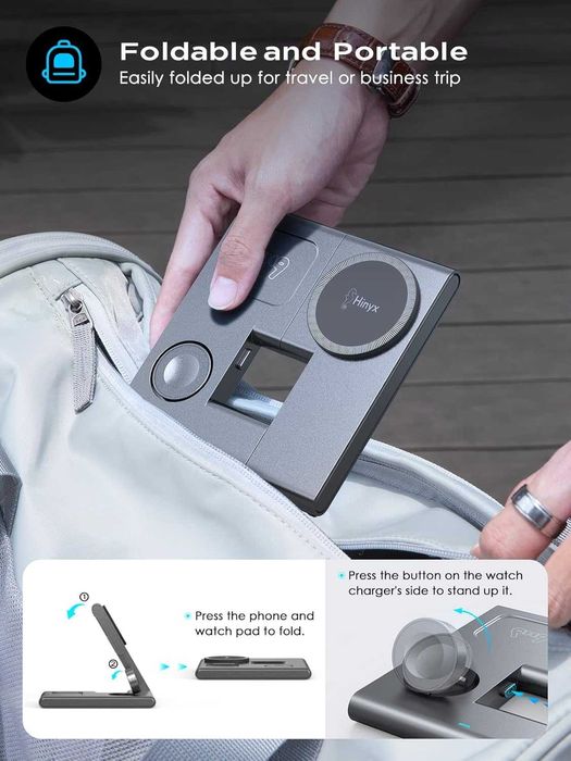 Hinyx MagFlex M12  3 w 1 składana magnetyczna szybka stacja ładująca