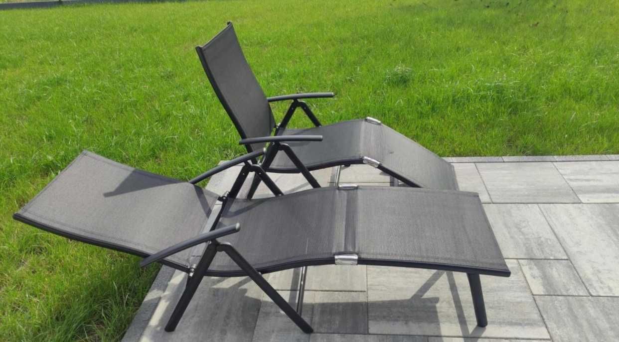 Nowy Mocny Leżak Ogrodowy Aluminiowy Składany Ogród Balkon Plaża Dom