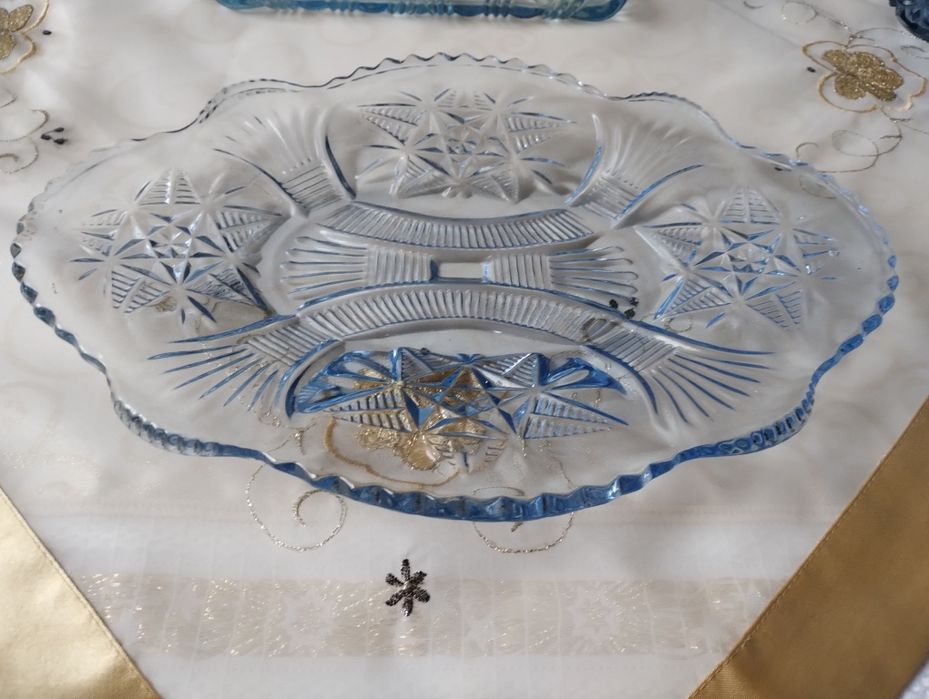 kryształowy półmisek niebieski Ząbkowice