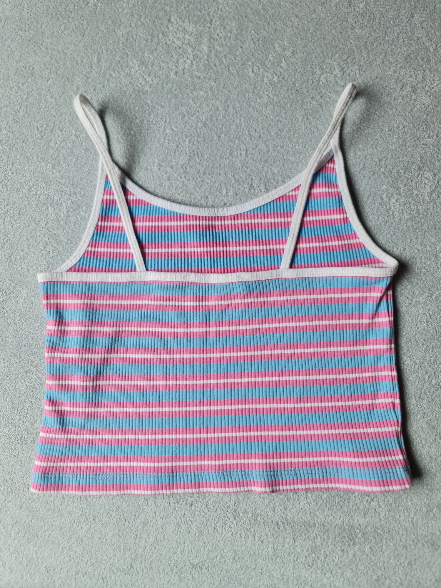 Crop Top w Różowe, Białe i Niebieskie Paski FB Sister rozmiar S