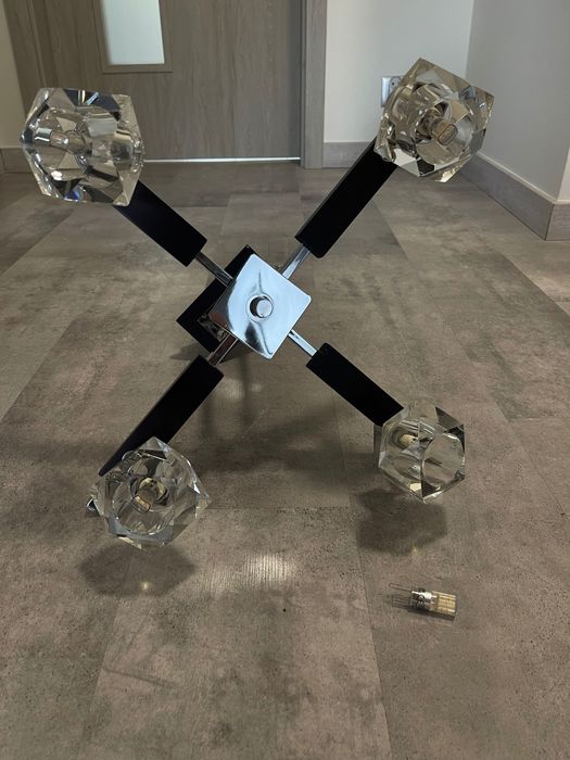 Lampa sufitowa nowoczesna z kryształowymi kloszami