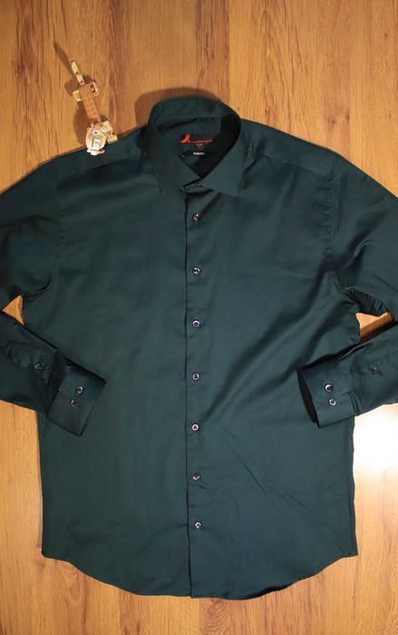 Koszula Dressmann r. L 42/42 męska zielona dł rękaw elegancka