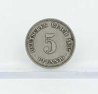 Stara moneta kolekcjonerska 5 Pfennig fenig 1897
