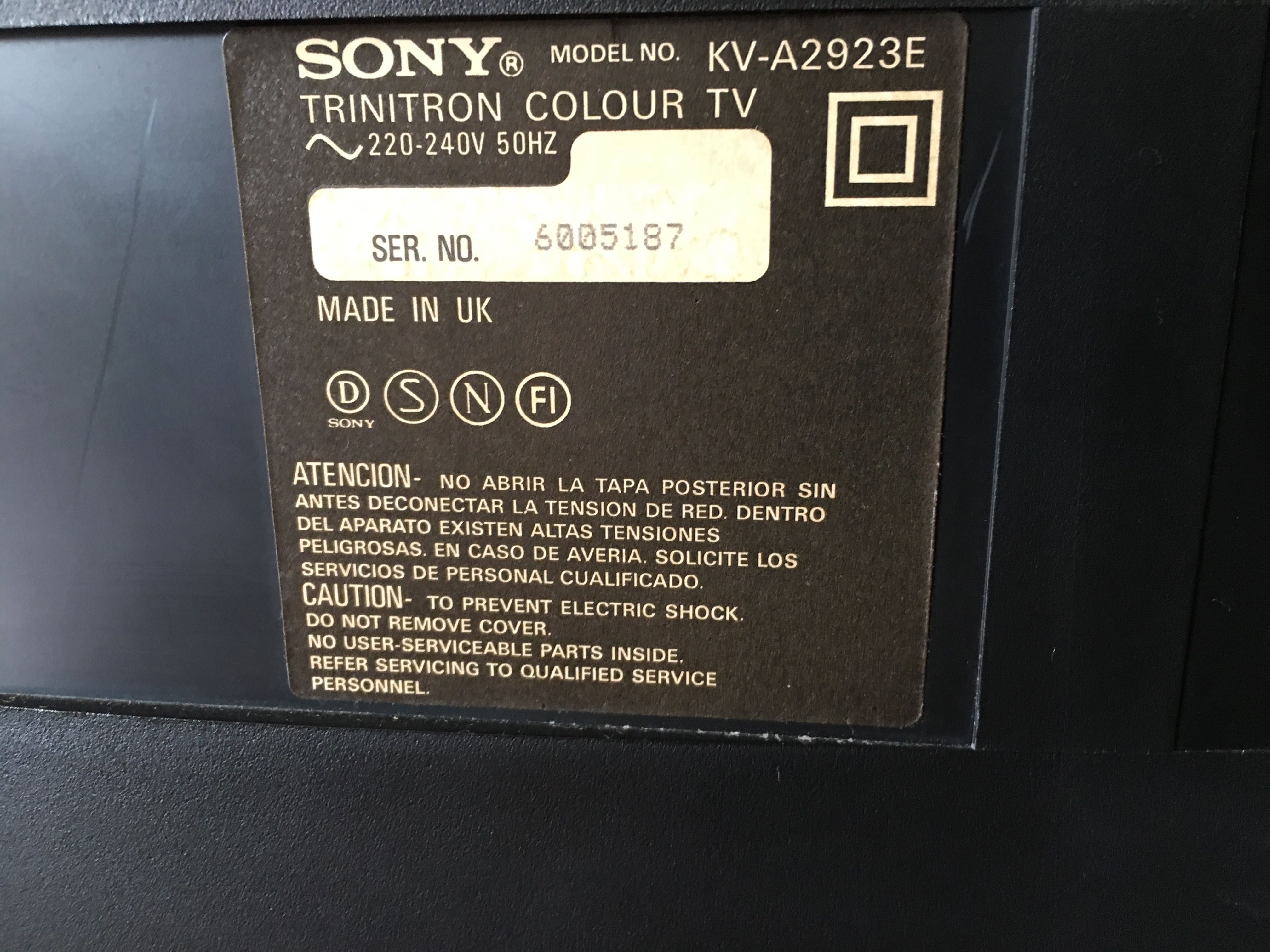 TV SONY Trinitron 29" KV-A2923E