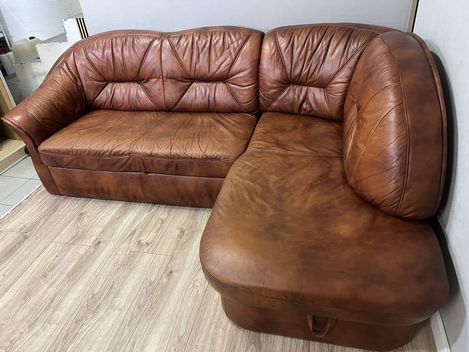 Narożnik skórzany sofa kanap narożna naturalna rozkładany DOSTAWA !!!
