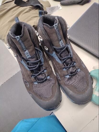 Botas impermeáveis de caminhada na montanha - mh100 Mid Homem Preto