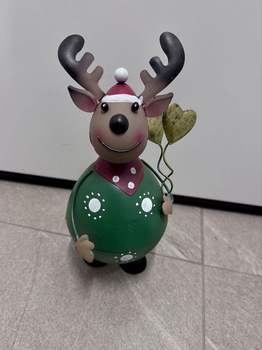 Figurka świąteczna renifera metalowa ze sprężynką Boże Narodzenie
