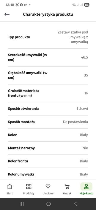 Szafka łazienkowa z umywalką i baterią