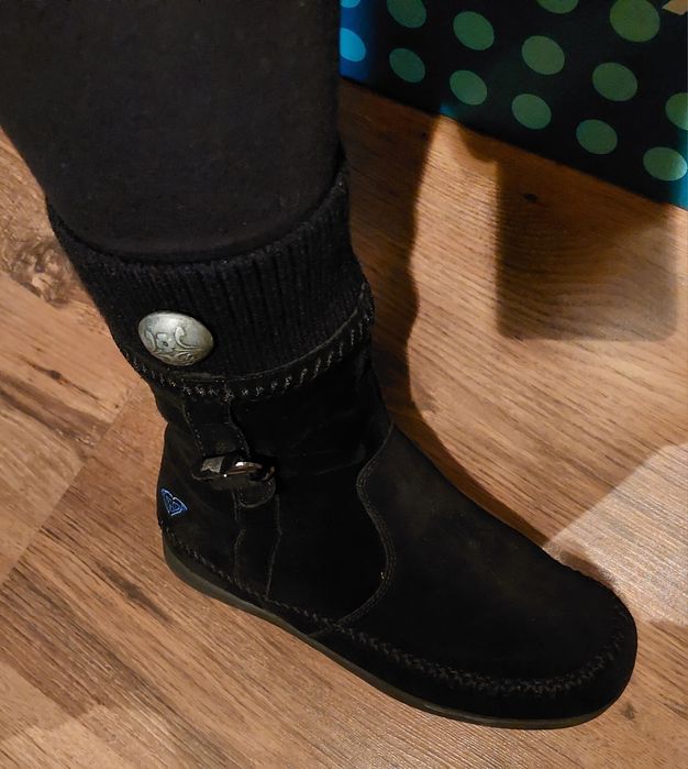 Roxy czarne buty zimowe kozaki zamszowe 37 ocieplone
