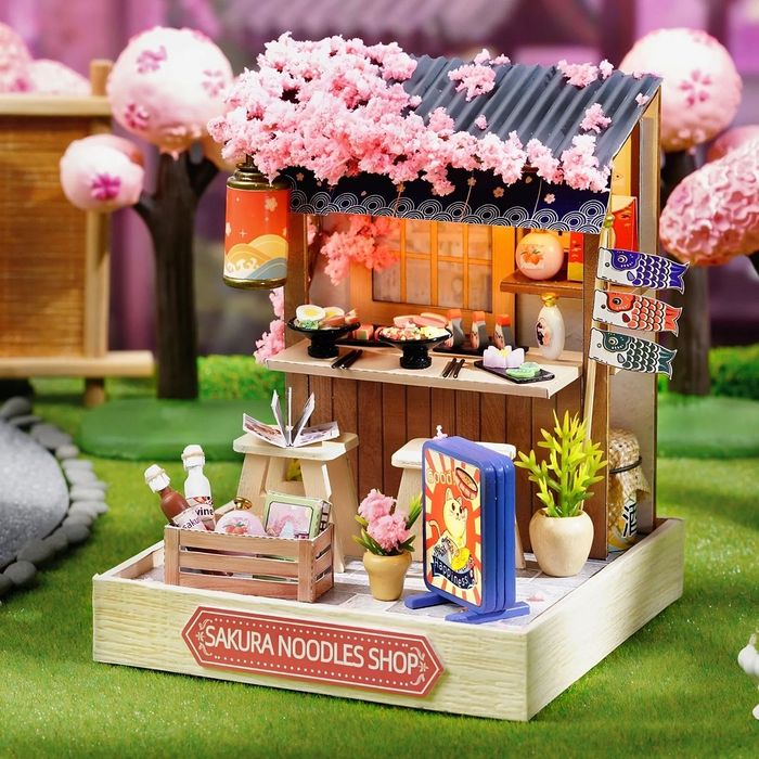 Book Nook DIY – Japoński mini domek Sakura z LED, dekoracja na półkę