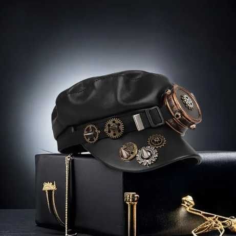 Czapka Steampunk z okularem ćwiekami Nowa Halloween
