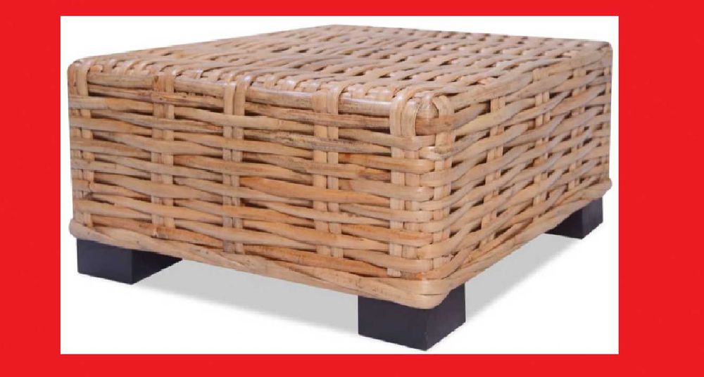 vidaXL Stolik kawowy, naturalny rattan, 45 x 45 x 30 cm