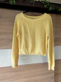 Kanarkowy pleciony sweter Stradivarius S