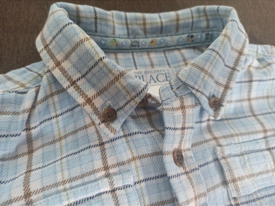 Niebieska koszula w kratę dla chłopca 1 rok