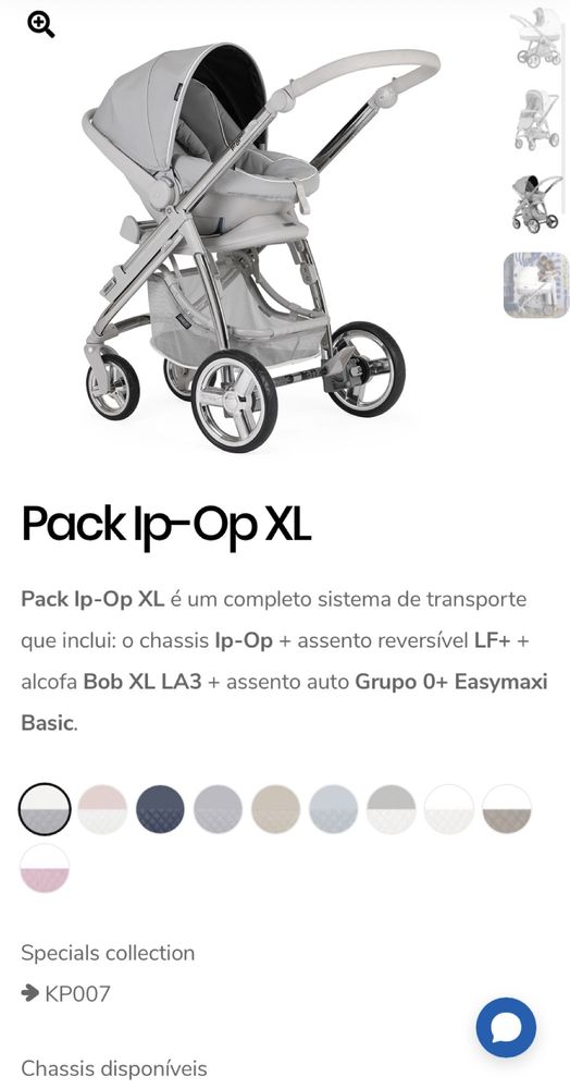 Duo bebebar: carrinho/chassis+assento reversivel+OVO/babycoque