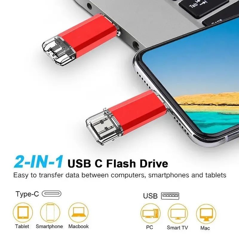 PenDrive OTG 2 em 1 USB Tipo C 128 Gb