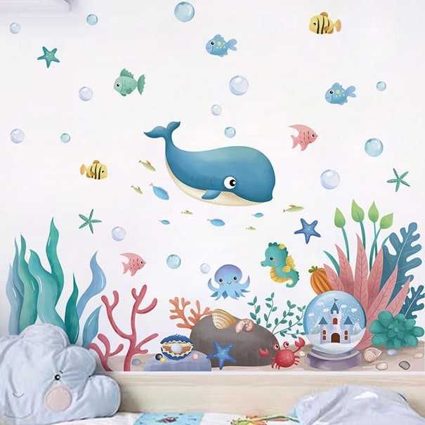 naklejki na ścianę podwodny świat wieloryb rybki dla dzieci