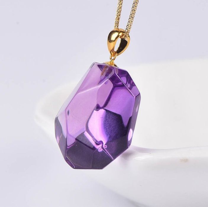 Colar Ouro 18k com pedra natural Ametista Roxo Intenso 6,24g
