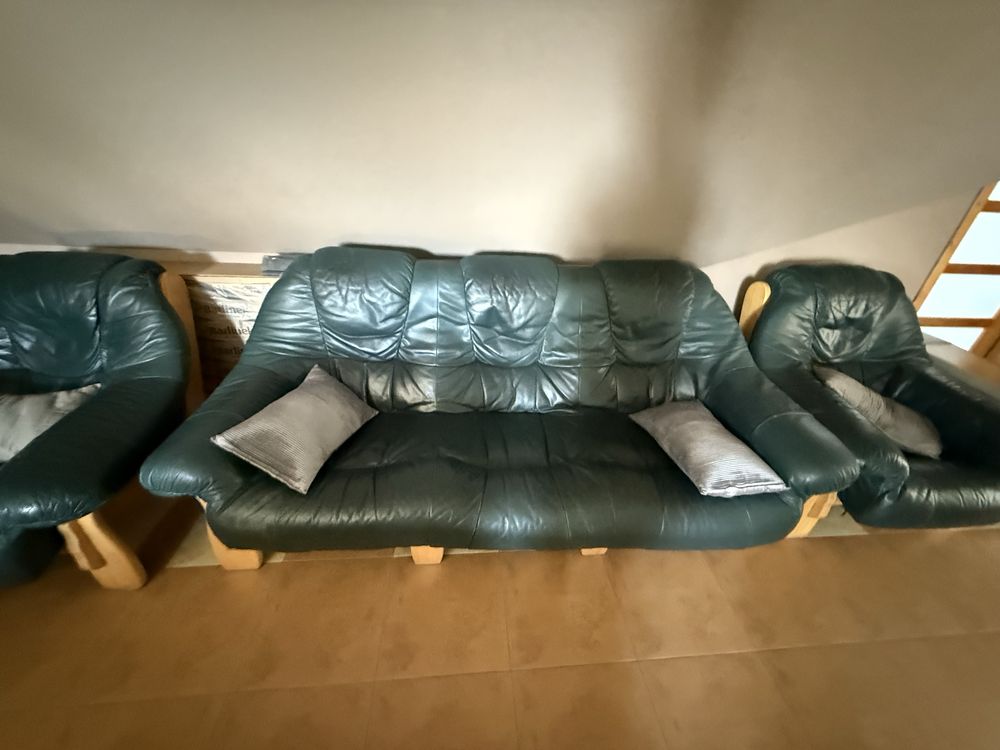 Kler Komplet zestaw wypoczynkowy skórzany 3 + 1 + 1