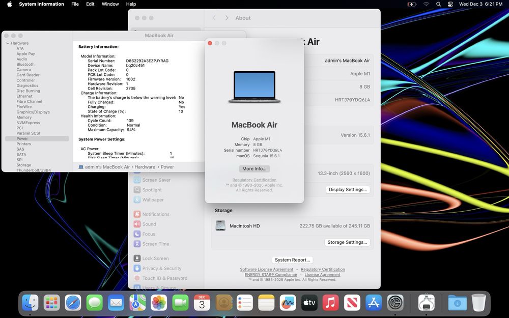 Ноутбук MacBook Air 13” 2020 M1 8ОЗУ 256GB SSD стан  9.9/10 #