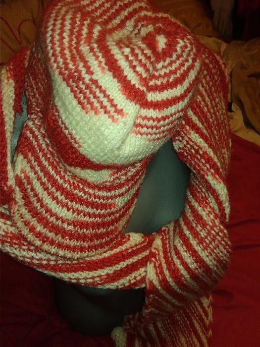 шапка кепка красная шарф ручная работа новый взрослый 57-58 теплый