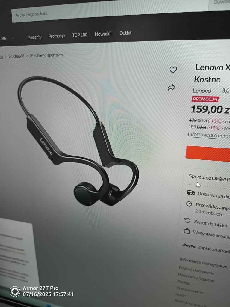 Słuchawki dokostne Lenovo, nowe, do pracy