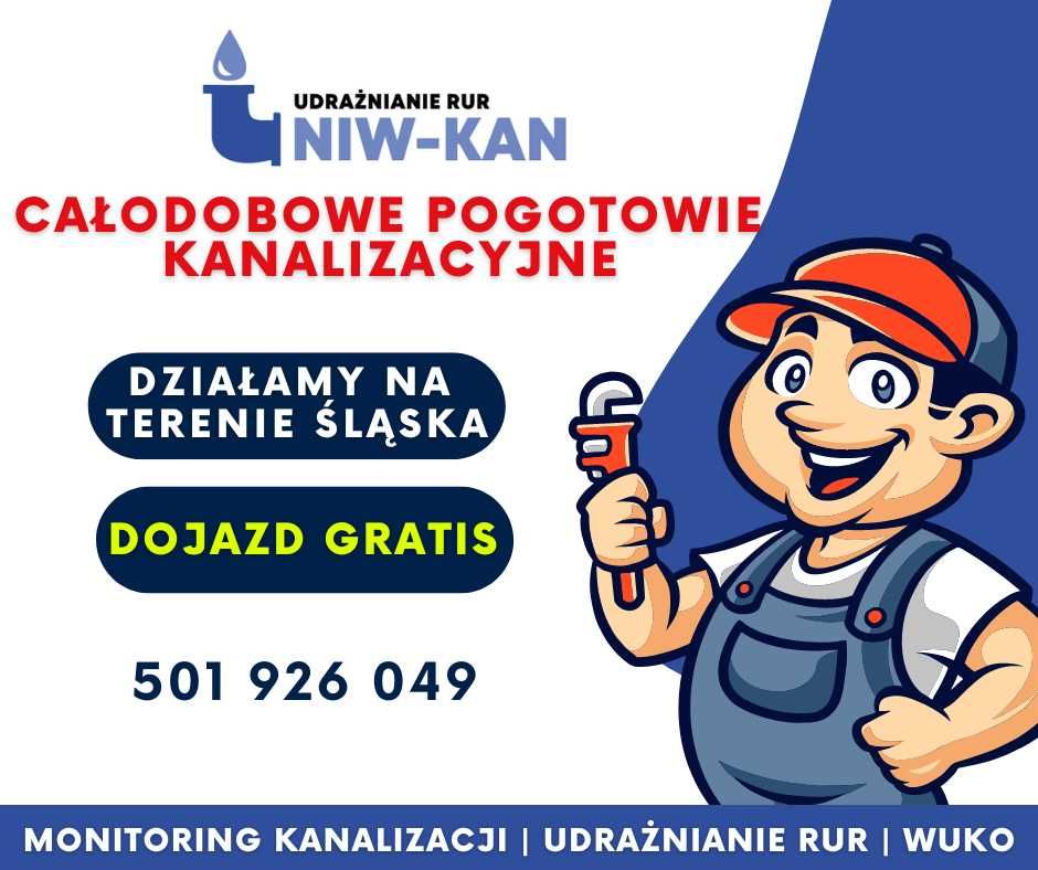 Hydraulik przepychanie rur udrażnianie kanalizacji WUKO 24/7 Śląsk