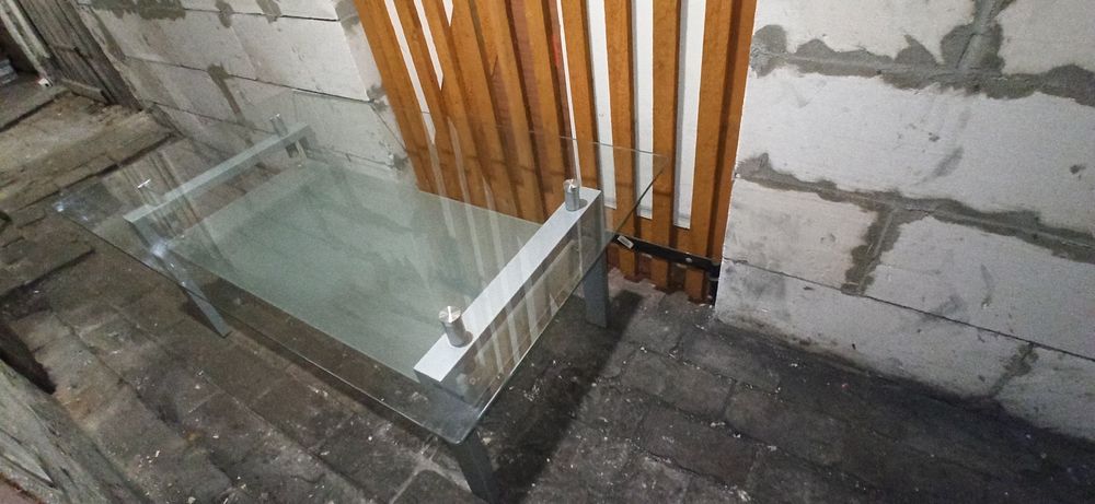 Ława szklany blat i półka