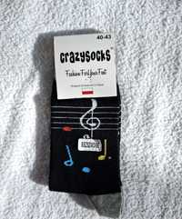 Crazysocks Skarpety męskie Rozm 40-43 Nuty Muzyka Śmieszne bezszwowe