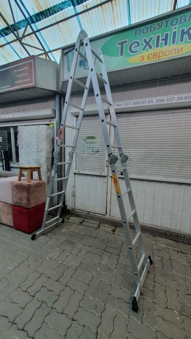 Драбина трансформер 4×3,4×4 алюмінієва,трьохсекційна,лестница