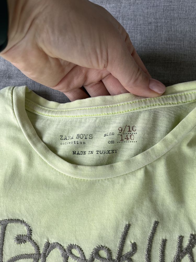 Żółta koszulka dla chłopca Zara r.146, t-shirt z nadrukiem